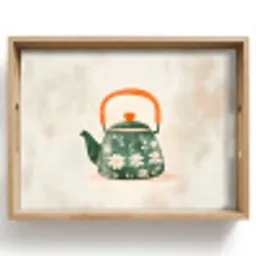 Theepot - Groen - Bloemen - Oranje Dienblad Rechthoek middel -z3d_shopping