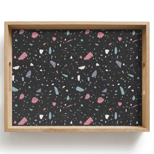 Terrazzo - Patroon - Zwart - Zacht Dienblad Rechthoek middel 911 -z3d_shopping