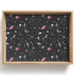 Terrazzo - Patroon - Zwart - Zacht Dienblad Rechthoek middel 911 -z3d_shopping