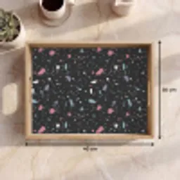 Terrazzo - Patroon - Zwart - Zacht Dienblad Rechthoek middel 911 -USP_Formaat