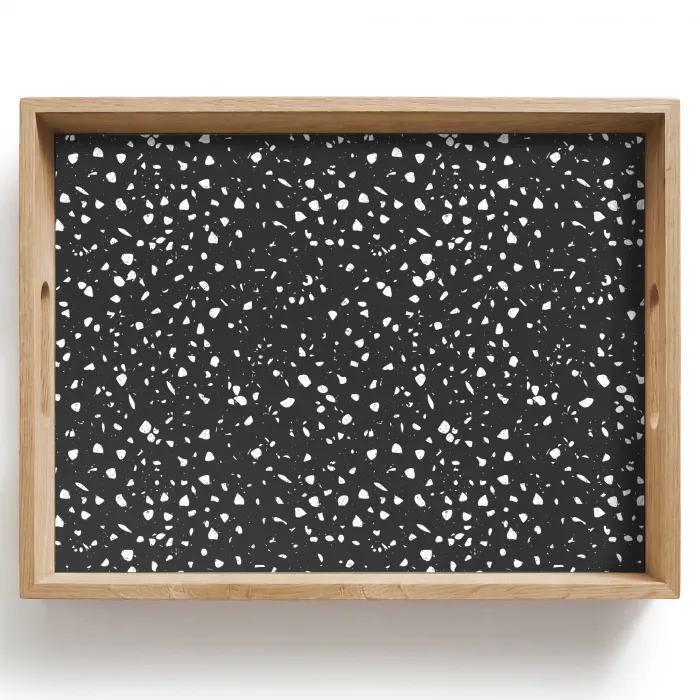 Terrazzo - Patroon - Zwart - Wit Dienblad Rechthoek middel 911 -z3d_shopping