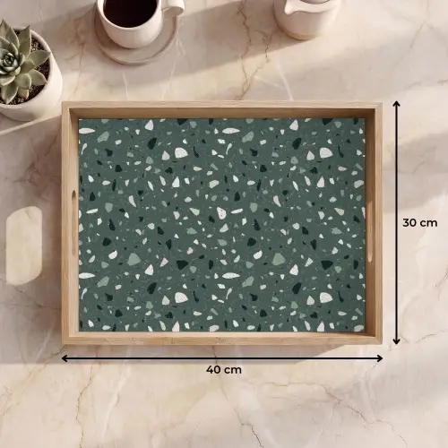 Terrazzo -  Patroon - Kleurrijk - Groen Dienblad Rechthoek middel 911 -USP_Formaat