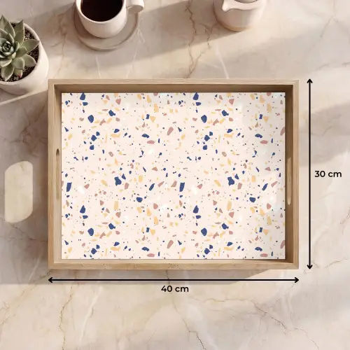 Terrazzo - Patroon - Kleurrijk - Indigo Dienblad Rechthoek middel 911 -USP_Formaat