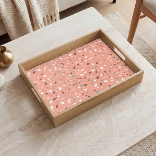 Terrazzo - Patroon - Kleurrijk - Roze - Blauw Dienblad Rechthoek middel 911 -sfeer1