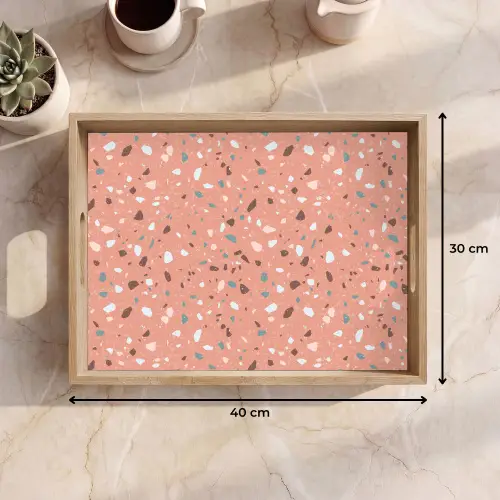 Terrazzo - Patroon - Kleurrijk - Roze - Blauw Dienblad Rechthoek middel 911 -USP_Formaat