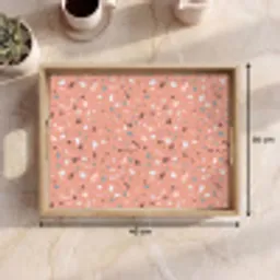 Terrazzo -  Patroon - Kleurrijk - Roze - Blauw Dienblad Rechthoek middel 911 -USP_Formaat