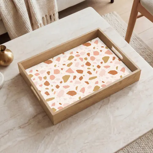 Terrazzo - Patroon - Kleurrijk - Zalm Dienblad Rechthoek middel 911 -sfeer1