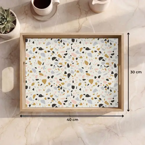 Terrazzo - Patroon - Neutraal - Zacht - Multi Dienblad Rechthoek middel 911 -USP_Formaat