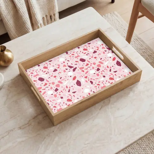 Terrazzo - Patroon - Roze Dienblad Rechthoek middel 911 -sfeer1