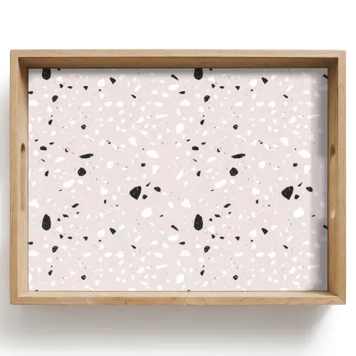 Terrazzo - Patroon - Zacht - Zwart - Wit Dienblad Rechthoek middel 911 -z3d_shopping