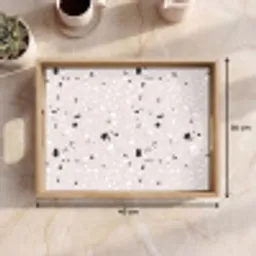 Terrazzo -  Patroon - Zacht - Zwart - Wit Dienblad Rechthoek middel 911 -USP_Formaat