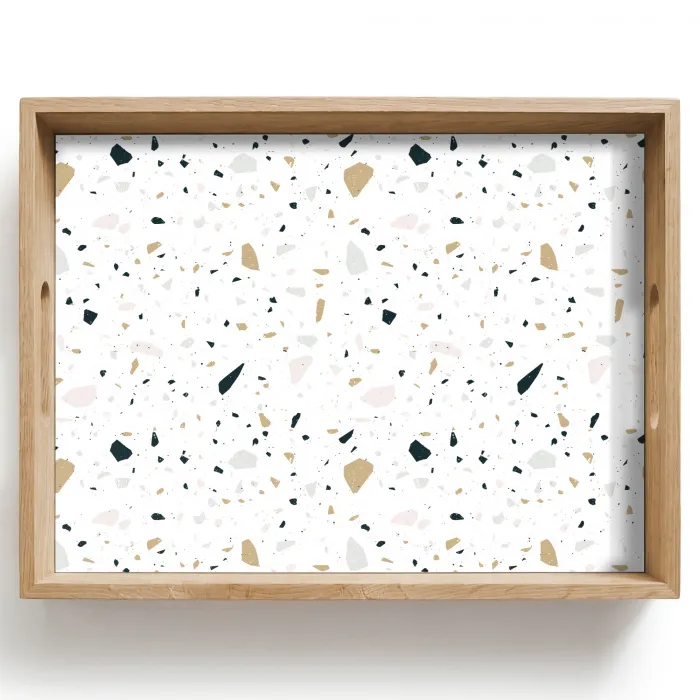 Terrazzo - Patroon - Wit - Neutraal Dienblad Rechthoek middel 911 -z3d_shopping