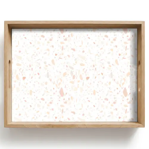 Terrazzo - Patroon - Wit - Perzik Dienblad Rechthoek middel 911 -z3d_shopping