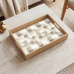 Textuur - Linnen - Beige Dienblad Rechthoek middel 911 -sfeer1