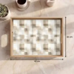 Textuur - Linnen - Beige Dienblad Rechthoek middel 911 -USP_Formaat