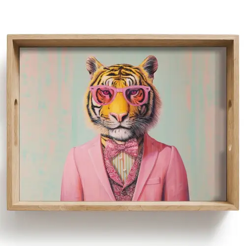 Tijger - Strik - Jasje - Roze Dienblad Rechthoek middel -z3d_shopping