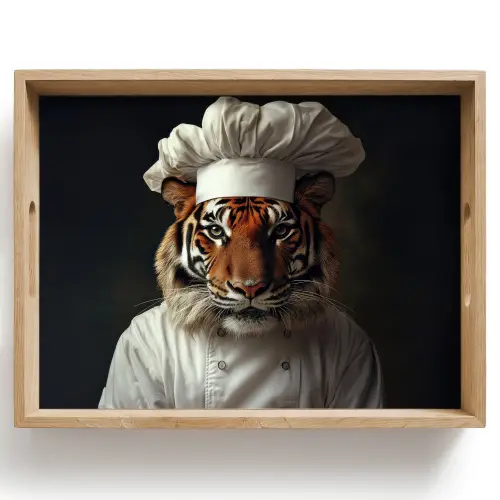 Tijger - Kokskleding - Bruin Dienblad Rechthoek middel -z3d_shopping
