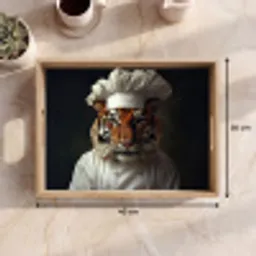 Tijger - Kokskleding - Bruin Dienblad Rechthoek middel -USP_Formaat