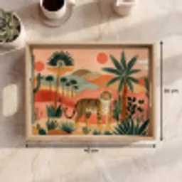 Tijger - Kleurrijk - Palmen - Cactus Dienblad Rechthoek middel -USP_Formaat