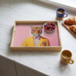 Tijger - Bril - Geel - Jasje Dienblad Rechthoek middel -sfeer2