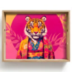 Tijger - Kimono - Planten - Roze Dienblad Rechthoek middel -z3d_shopping