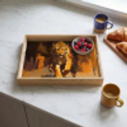Tijger - Geschilderd - Oranje - Penseelstreken Dienblad Rechthoek middel -sfeer2