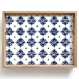 Tegelmotief - Blauw - Wit - Bloem Dienblad Rechthoek middel 911 -z3d_shopping
