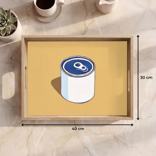 Blikje - Minimalistisch - Blauw - Illustratie Dienblad Rechthoek middel -USP_Formaat