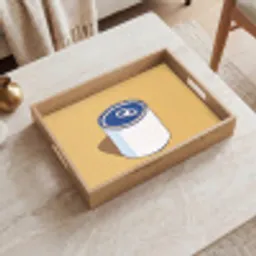 Blikje - Minimalistisch - Blauw - Illustratie Dienblad Rechthoek middel -sfeer1