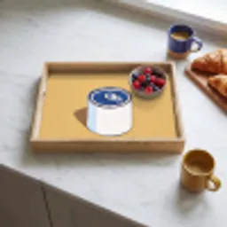 Blikje - Minimalistisch - Blauw - Illustratie Dienblad Rechthoek middel -sfeer2