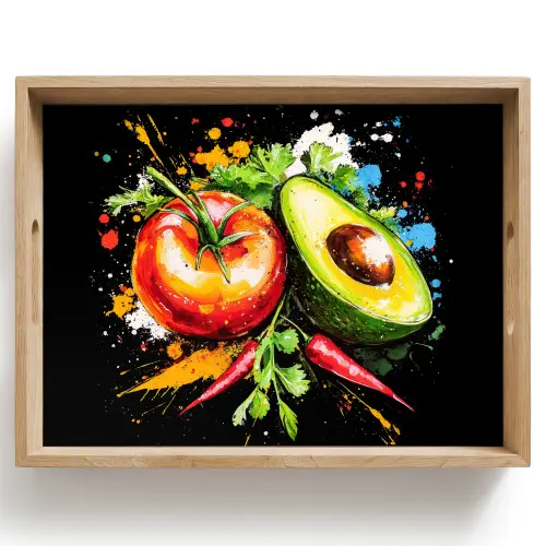 Tomaat - Avocado - Peper - Graffiti - Verf - Modern Dienblad Rechthoek middel -z3d_shopping