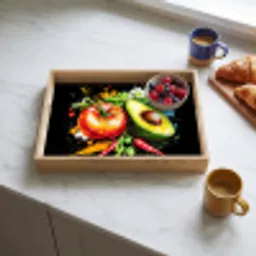 Tomaat - Avocado - Peper - Graffiti - Verf - Modern Dienblad Rechthoek middel -sfeer2
