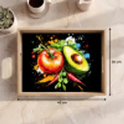 Tomaat - Avocado - Peper - Graffiti - Verf - Modern Dienblad Rechthoek middel -USP_Formaat