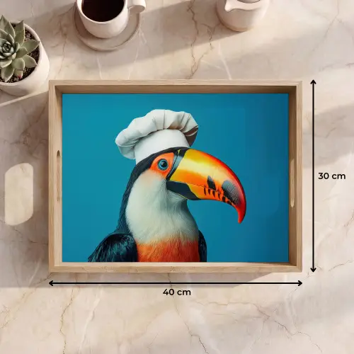 Toekan - Papegaai - Vogel - Koksmuts Dienblad Rechthoek middel -USP_Formaat