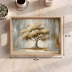 Boom - Bladeren - Abstract - Wit Dienblad Rechthoek middel -USP_Formaat
