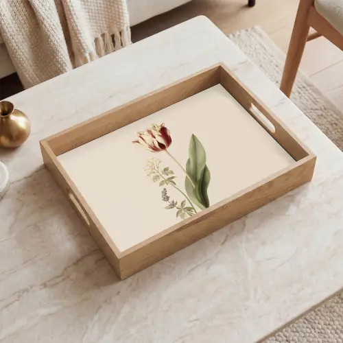 Tulp - Minimalistisch - Beige Dienblad Rechthoek middel -sfeer1