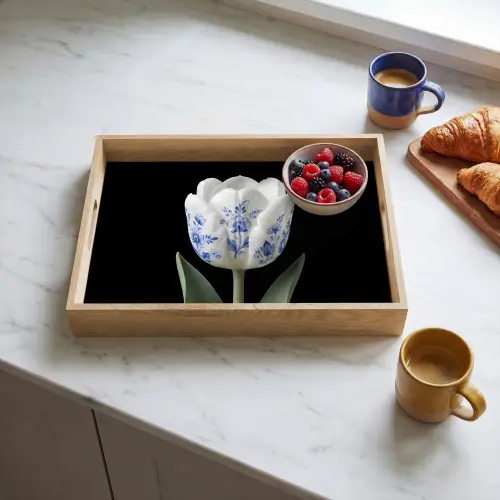 Tulp - Patroon - Blauw Dienblad Rechthoek middel -sfeer2