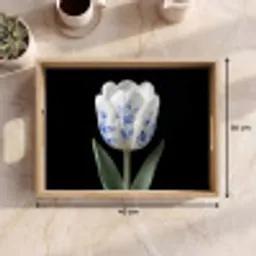 Tulp - Patroon - Blauw Dienblad Rechthoek middel -USP_Formaat