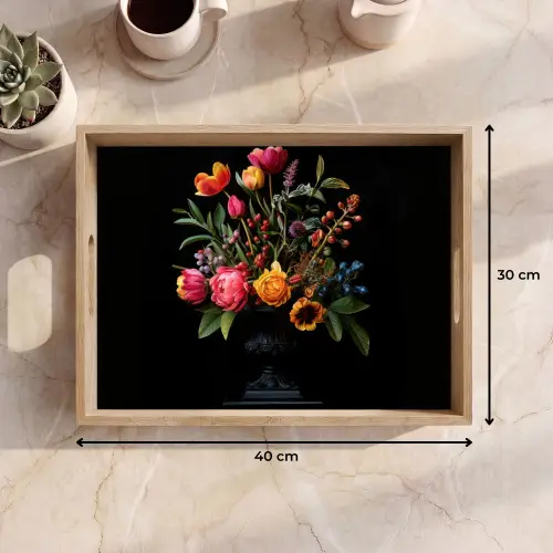 Tulpen - Bessen - Boeket - Vaas Dienblad Rechthoek middel -USP_Formaat