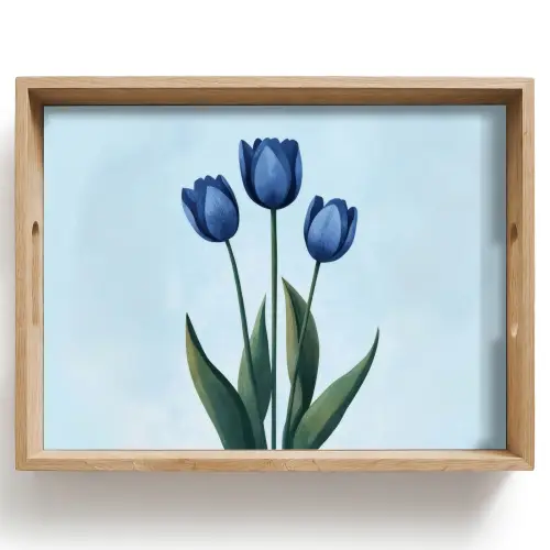Tulpen - Blauw - Bladeren Dienblad Rechthoek middel -z3d_shopping