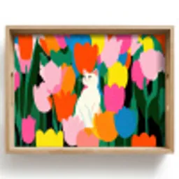 Tulpen - Kat - Kleurrijk Dienblad Rechthoek middel -z3d_shopping
