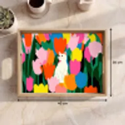 Tulpen - Kat - Kleurrijk Dienblad Rechthoek middel -USP_Formaat
