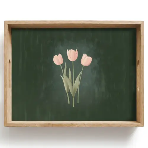 Tulpen - Liefde - Donkergroen Dienblad Rechthoek middel -z3d_shopping