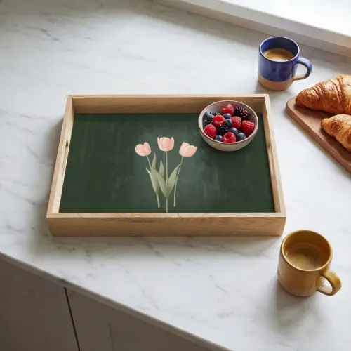 Tulpen - Liefde - Donkergroen Dienblad Rechthoek middel -sfeer2