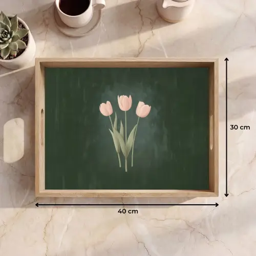 Tulpen - Liefde - Donkergroen Dienblad Rechthoek middel -USP_Formaat