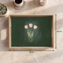 Tulpen - Liefde - Donkergroen Dienblad Rechthoek middel -USP_Formaat