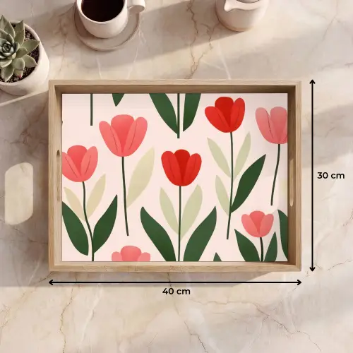 Tulpen - Modern - Roze Dienblad Rechthoek middel -USP_Formaat