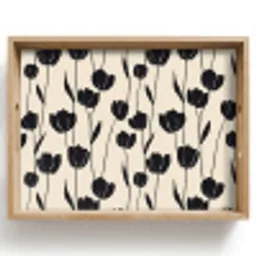 Tulpen - Patroon - Zwart Dienblad Rechthoek middel 911 -z3d_shopping