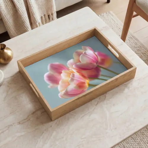 Tulpen - Roze - Stelen Dienblad Rechthoek middel -sfeer1