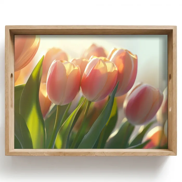 Tulpen - Roze - Zonnestralen Dienblad Rechthoek middel -z3d_shopping